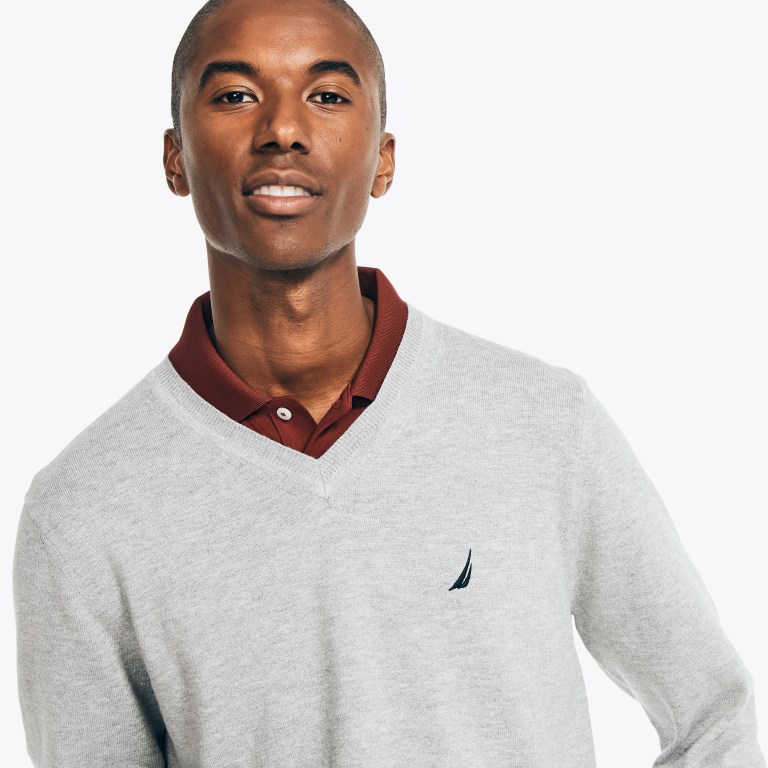 Men's Nautica Navtech V-neck Sweaters Grey | Xqm1Z3Vd