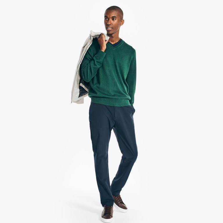 Men's Nautica Navtech V-neck Sweaters Green | cPS2Nn5T