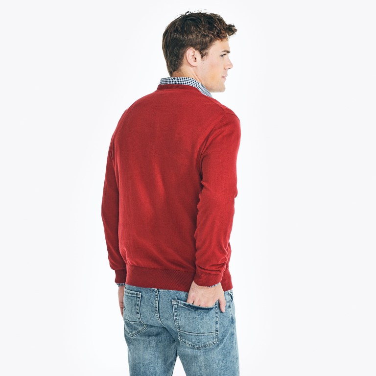 Men's Nautica Navtech V-neck Sweaters Red | 9MBvAKus