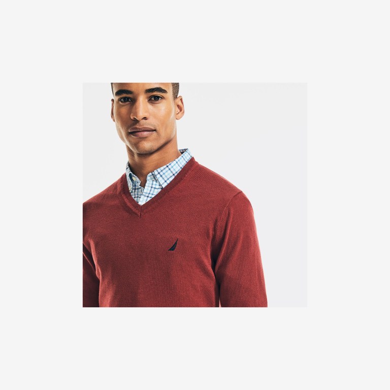 Men's Nautica Navtech V-neck Sweaters Red | aId9Oqak