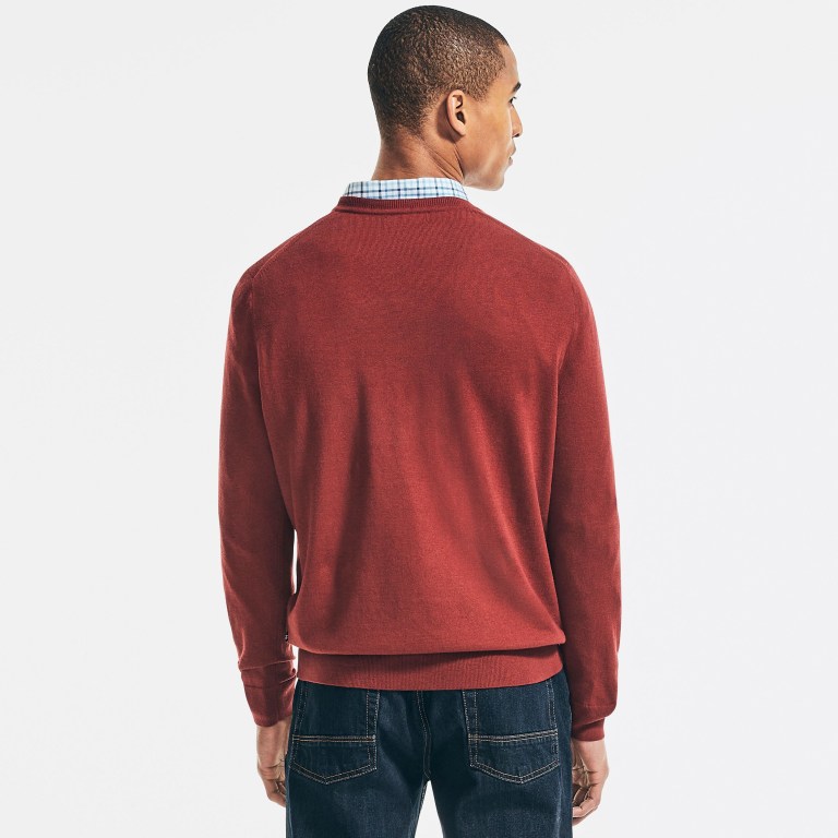 Men's Nautica Navtech V-neck Sweaters Red | aId9Oqak