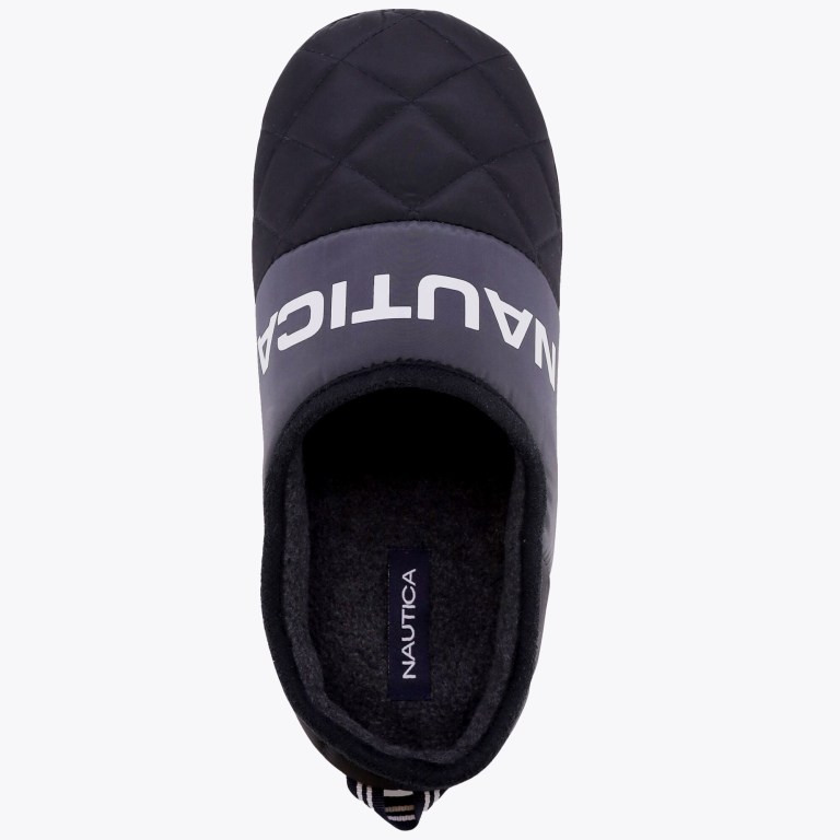 Men's Nautica Nylon Fleece-lined Slippers Black | eMIJ04wc