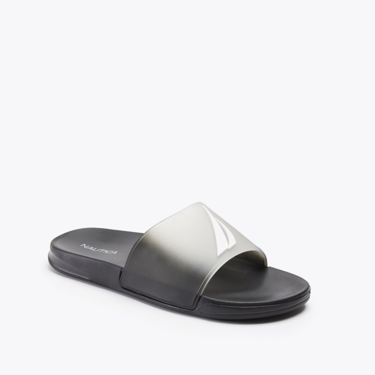 Men\'s Nautica Oversized J-class Slides Black | Vh0YuUTK