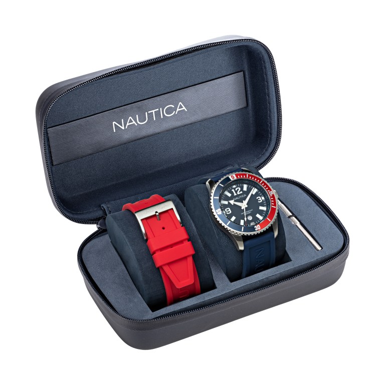 Men's Nautica Pacific Beach Stainless Steel And Silicone 3-hand Box Set Watches Multicolor | Mfe7WvnZ