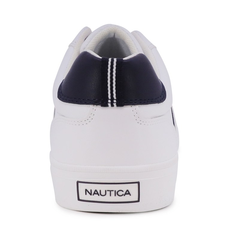 Men's Nautica Perforated Logo Sneakers White Wash | kJPrForK