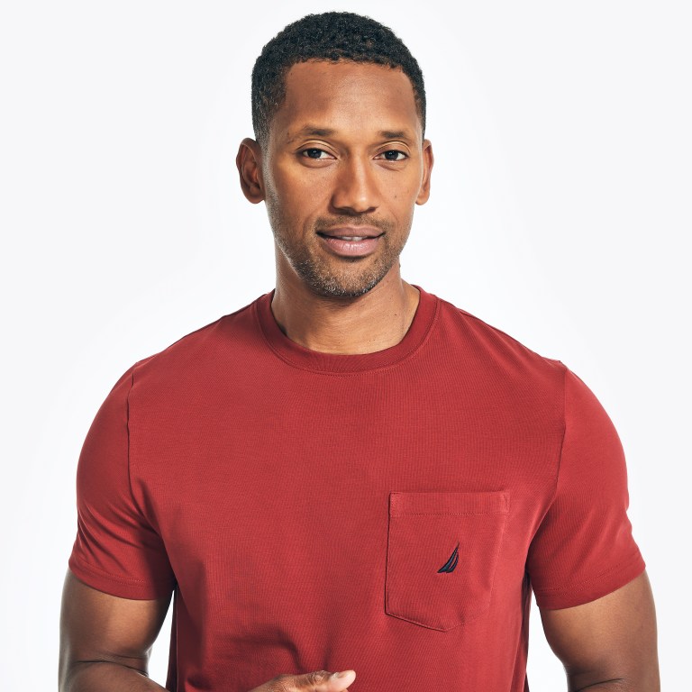 Men's Nautica Performance Deck Pocket T Shirts Red | c7m5Ey3n