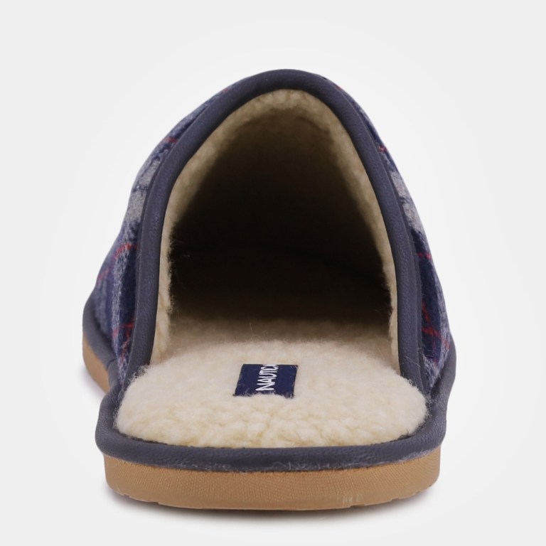 Men's Nautica Plaid Micro Suede Slippers Navy | 51Pgucct