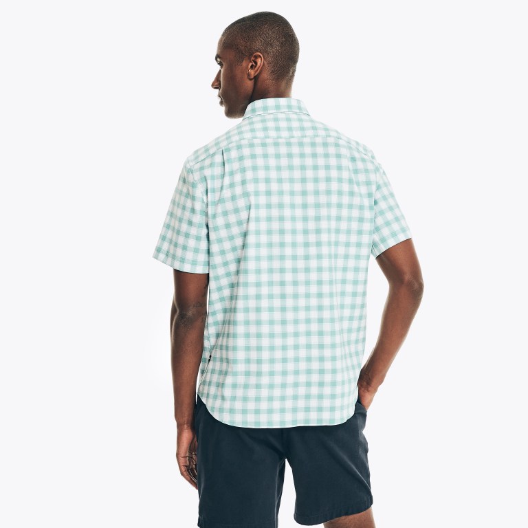 Men's Nautica Plaid Oxford -sleeve Shirts Blue | LyVVdPgd