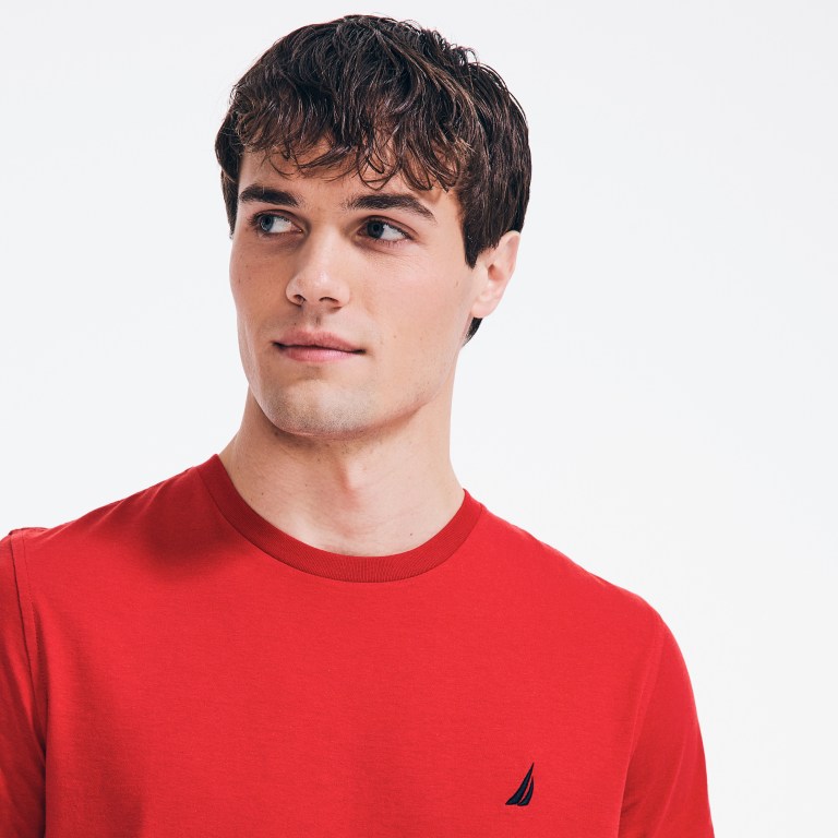 Men's Nautica Premium Cotton Crewneck T Shirts Red | qkcz0G4p