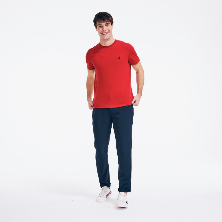 Men's Nautica Premium Cotton Crewneck T Shirts Red | qkcz0G4p