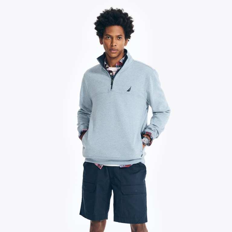 Men\'s Nautica Quarter-zip Fleece Sweatshirts Blue | 3WmKkv2Z