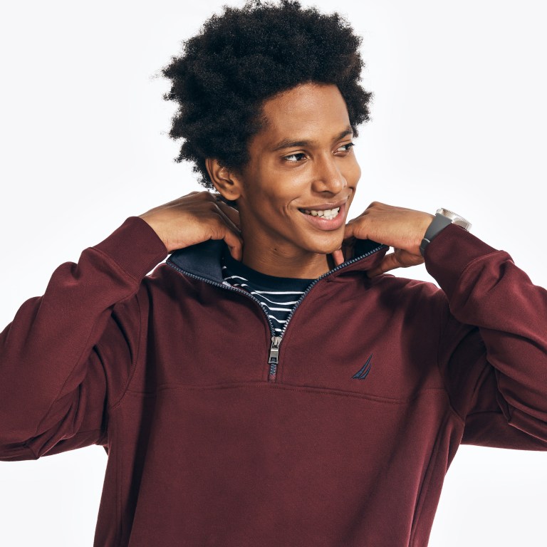 Men's Nautica Quarter-zip Fleece Sweatshirts Red | BvCzpfqj