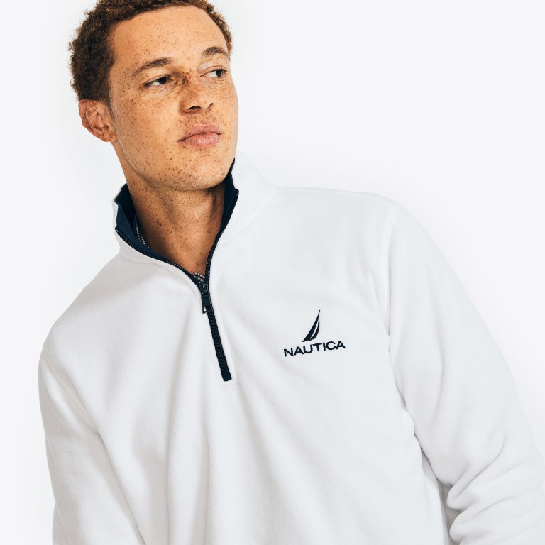 Men's Nautica Quarter-zip Nautex Fleece Sweatshirts White | 1i722uuy