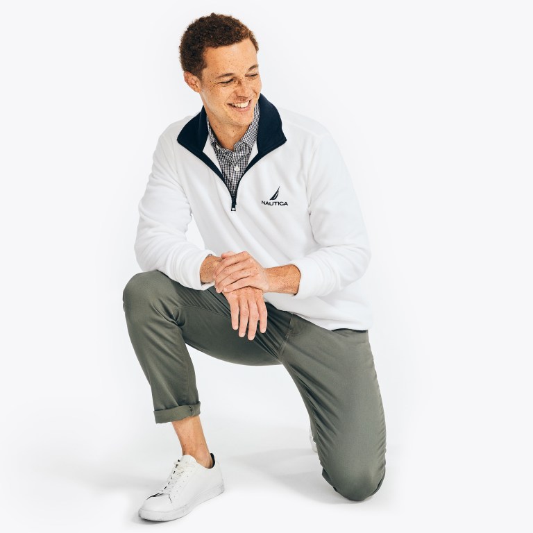 Men's Nautica Quarter-zip Nautex Fleece Sweatshirts White | 1i722uuy