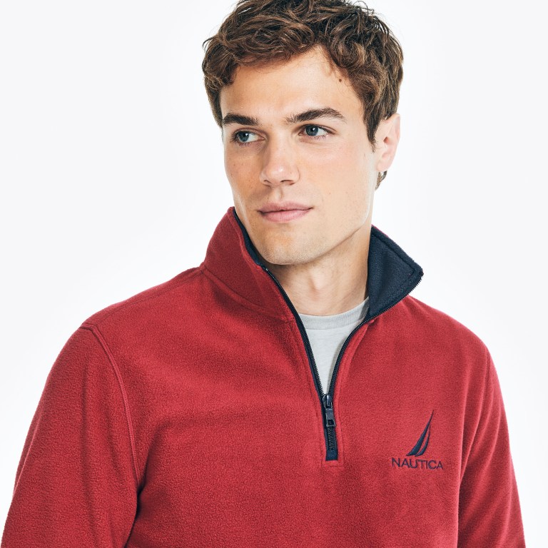 Men's Nautica Quarter-zip Nautex Fleece Sweatshirts Red | DgU7JonC