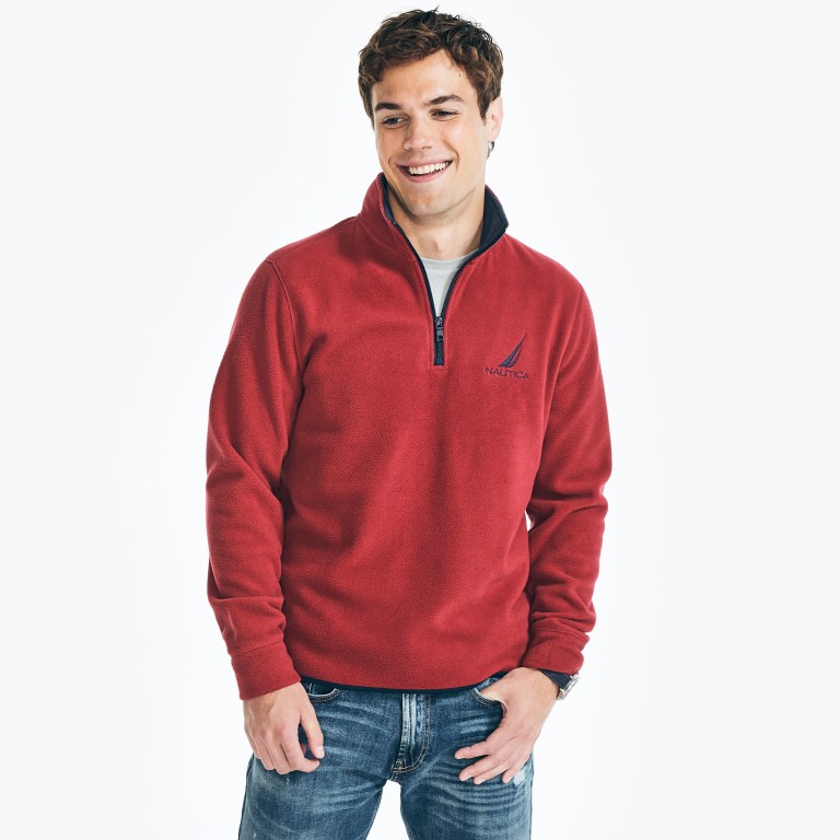 Men\'s Nautica Quarter-zip Nautex Fleece Sweatshirts Red | DgU7JonC