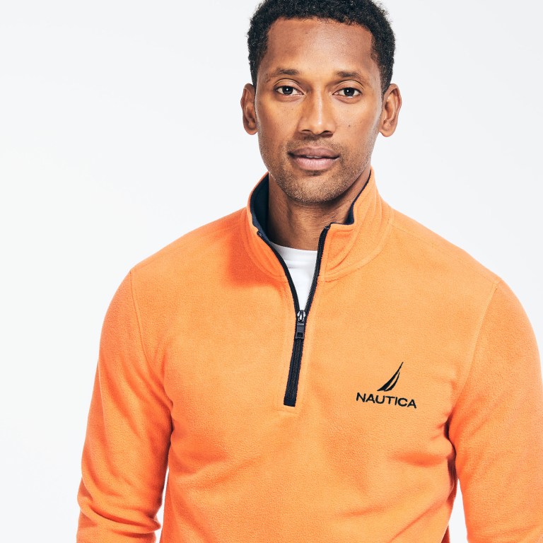 Men's Nautica Quarter-zip Nautex Fleece Sweatshirts Orange | MCVqWFKU