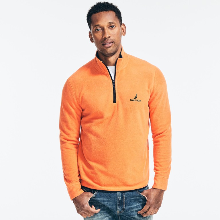 Men\'s Nautica Quarter-zip Nautex Fleece Sweatshirts Orange | MCVqWFKU