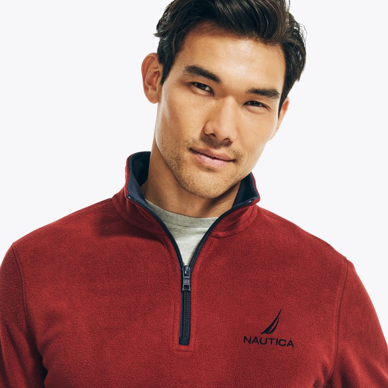 Men's Nautica Quarter-zip Nautex Fleece Sweatshirts Red | PYA5OOhW