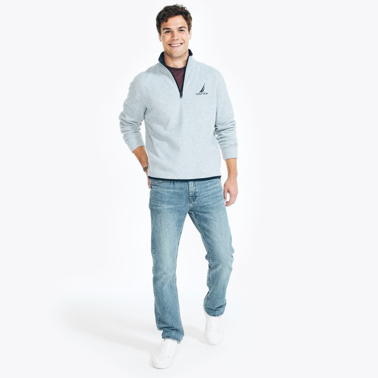 Men's Nautica Quarter-zip Nautex Fleece Sweatshirts Grey | RBmhv9Sk