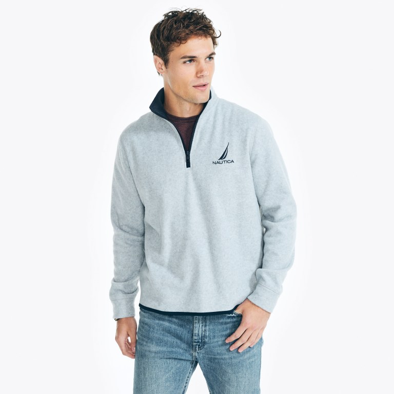 Men\'s Nautica Quarter-zip Nautex Fleece Sweatshirts Grey | RBmhv9Sk