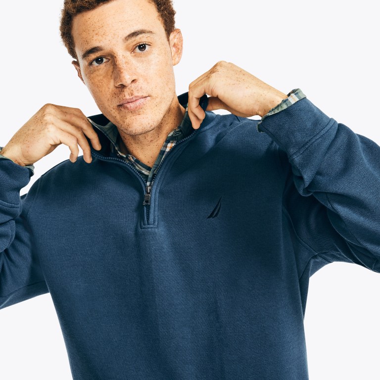 Men's Nautica Quarter-zip Sweatshirts Blue | S1iUEb5z