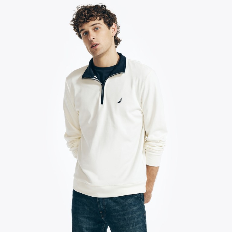 Men\'s Nautica Quarter-zip Sweatshirts Cream | qnVrGBGZ