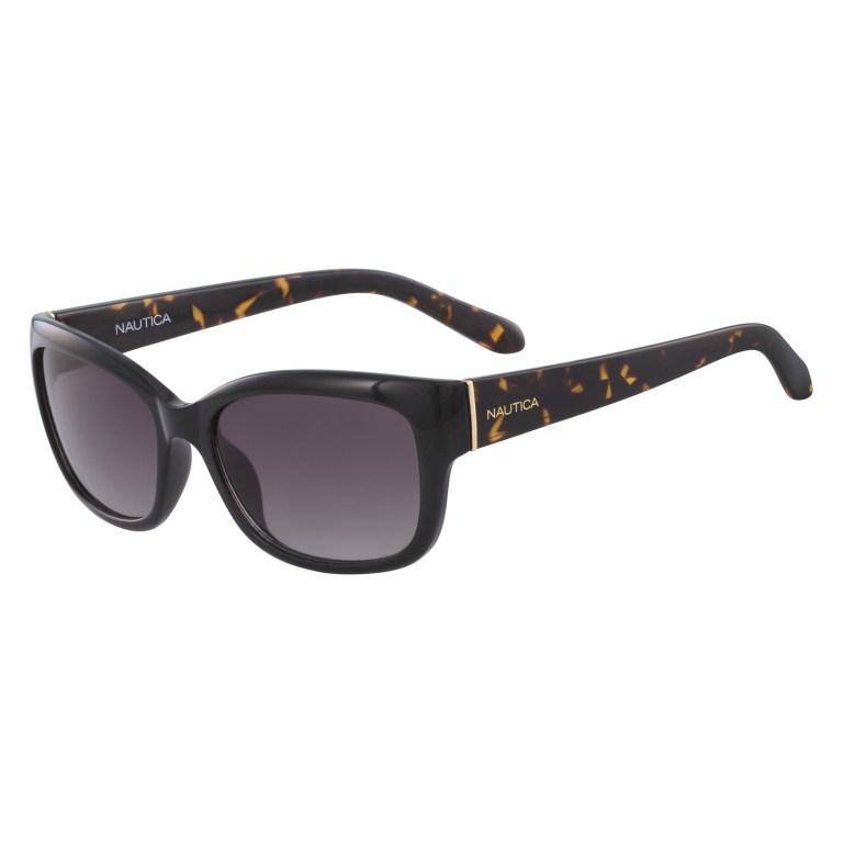 Men\'s Nautica Rectangle Wrap Sunglasses Black | 299ZZPzn