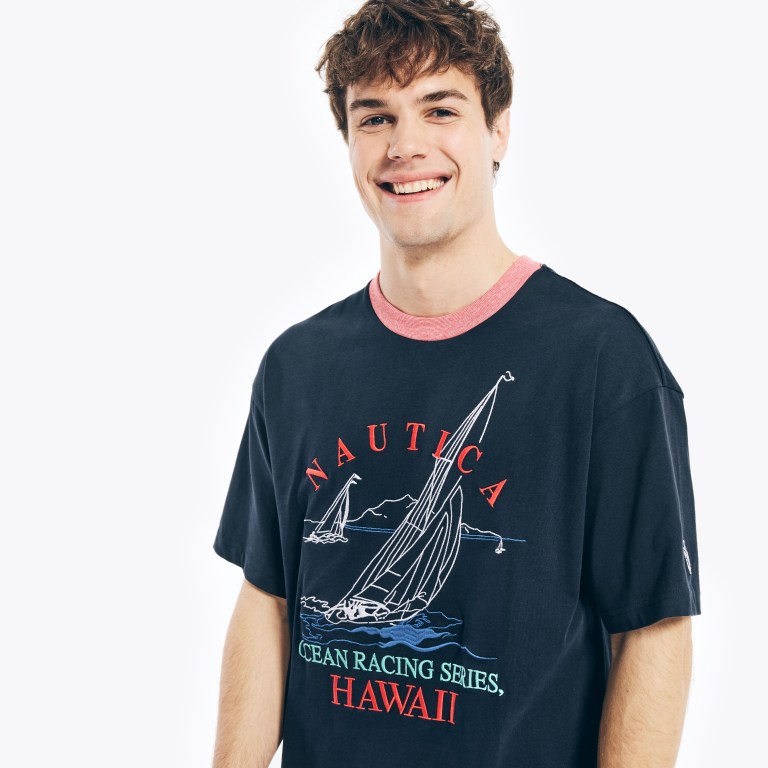 Men's Nautica Reissue Ocean Racing T Shirts Navy | ymvC1FXk