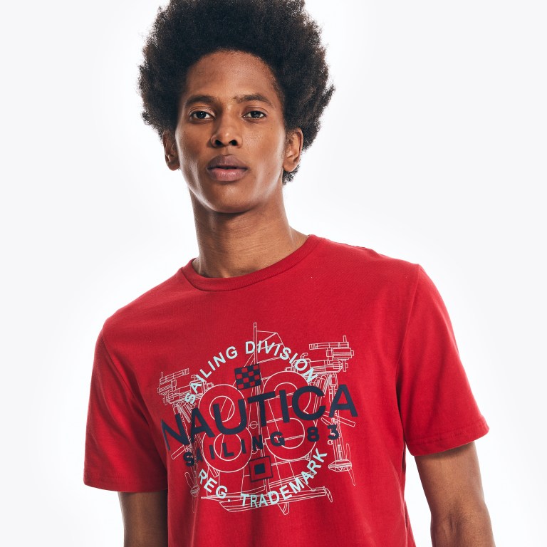 Men's Nautica Sailing Division Graphic T Shirts Red | rHawJdLq