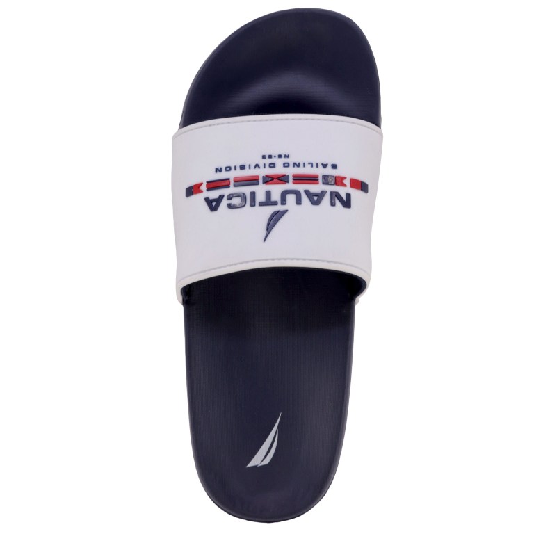 Men's Nautica Sailing Division Logo Slides White Wash | R3Gi8rWo