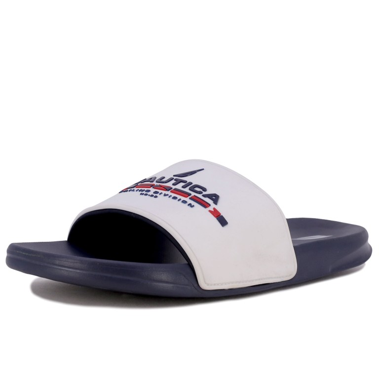 Men\'s Nautica Sailing Division Logo Slides White Wash | R3Gi8rWo