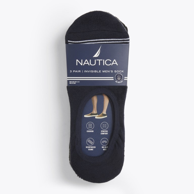 Men\'s Nautica Shoe Liner , 3-pack Socks Black | xX5QIeoH