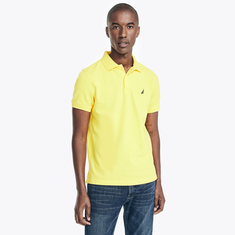 Men's Nautica Slim Fit Deck Polo Shirts Lemon | h7SXZATM