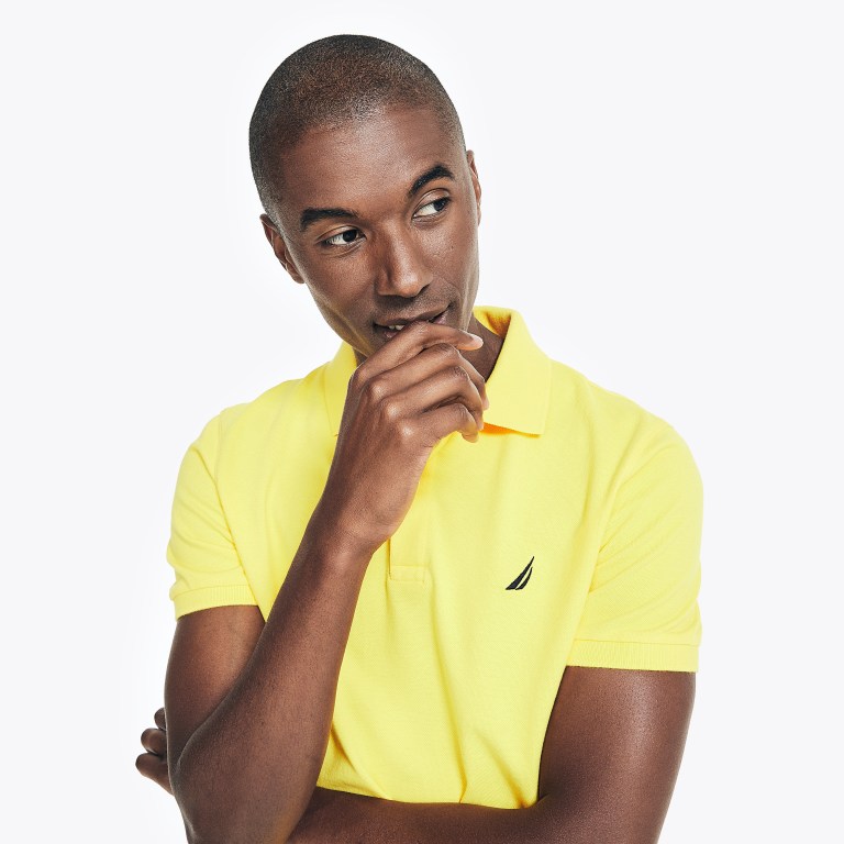 Men's Nautica Slim Fit Deck Polo Shirts Lemon | h7SXZATM