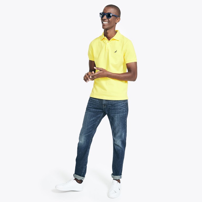 Men\'s Nautica Slim Fit Deck Polo Shirts Lemon | h7SXZATM