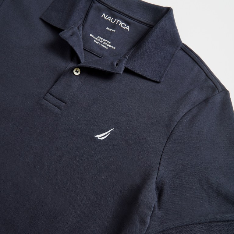 Men's Nautica Slim Fit Interlock Polo Shirts Navy | 4K62X12a