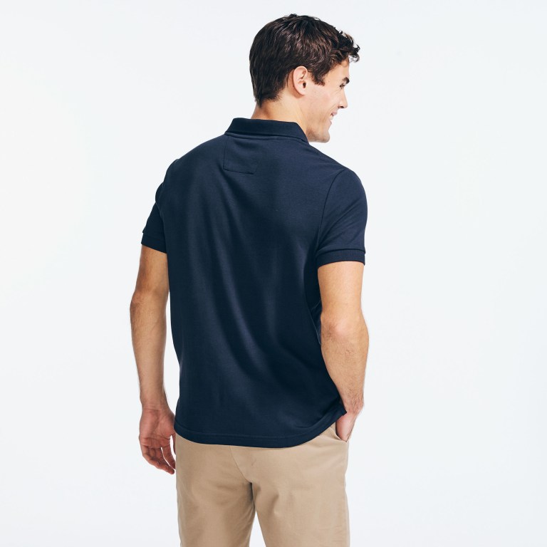 Men's Nautica Slim Fit Interlock Polo Shirts Navy | 4K62X12a