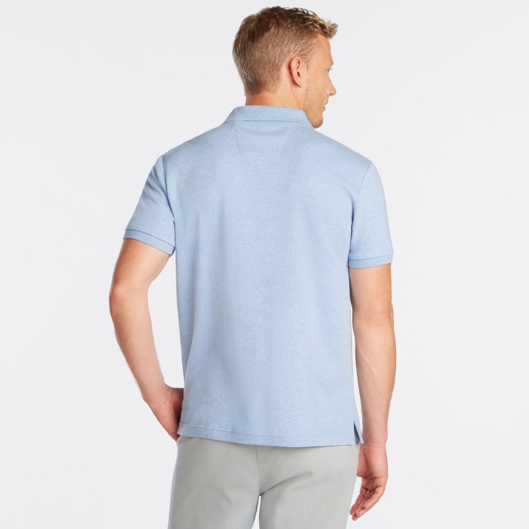 Men's Nautica Slim Fit Interlock Polo Shirts Blue | I7QuiseE