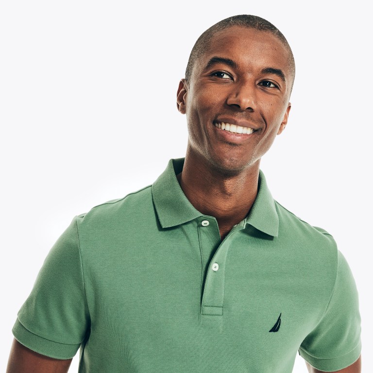 Men's Nautica Slim Fit Interlock Polo Shirts Green | IYB5GwfW