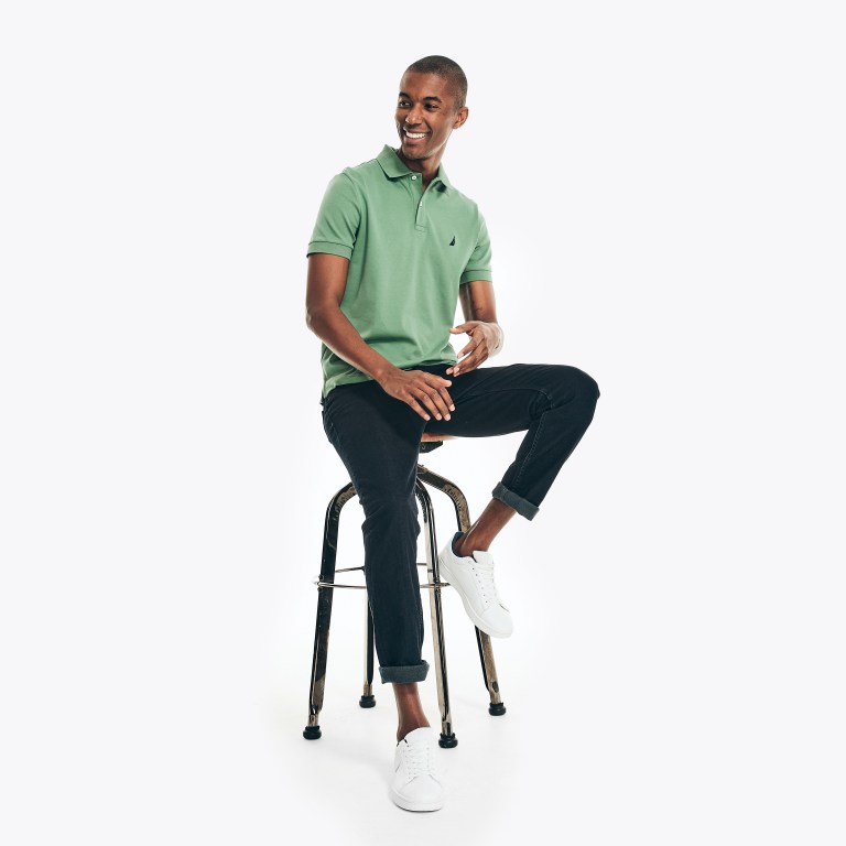 Men's Nautica Slim Fit Interlock Polo Shirts Green | IYB5GwfW