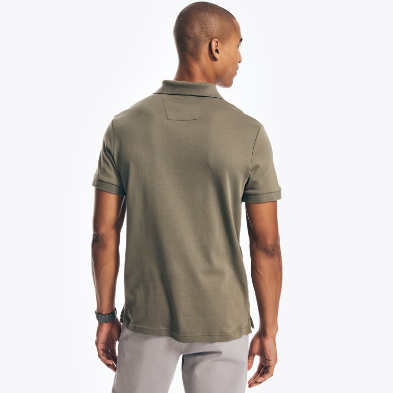 Men's Nautica Slim Fit Interlock Polo Shirts Olive | QRBCEQLP