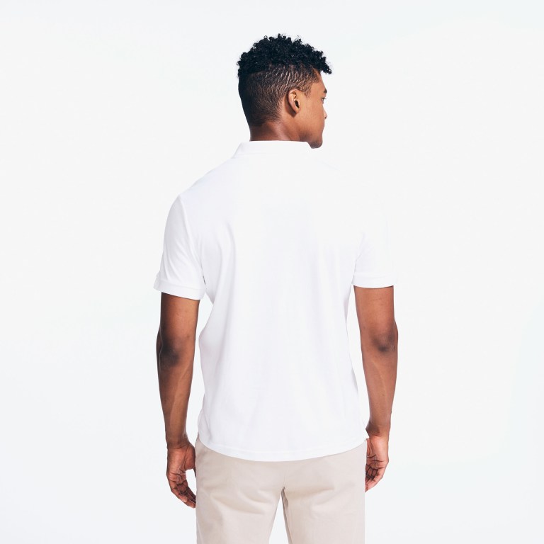 Men's Nautica Slim Fit Interlock Polo Shirts White | RjCXo38I