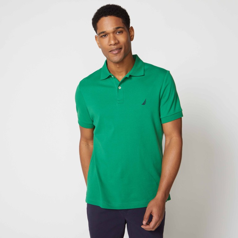 Men\'s Nautica Slim Fit Interlock Polo Shirts Green | WPgDBoFN