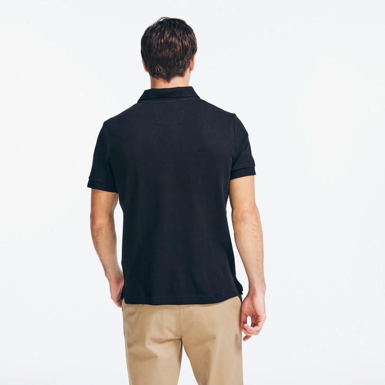 Men's Nautica Slim Fit Interlock Polo Shirts Black | WgTQmIMx