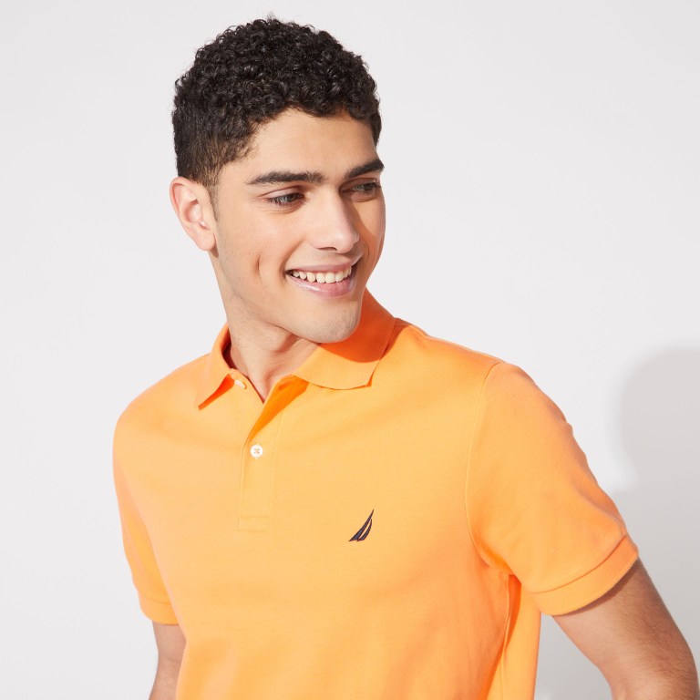 Men's Nautica Slim Fit Interlock Polo Shirts Orange | d7gC2wwB