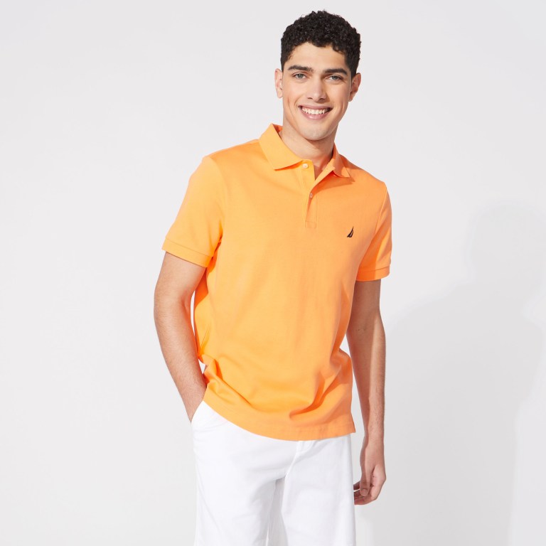 Men\'s Nautica Slim Fit Interlock Polo Shirts Orange | d7gC2wwB