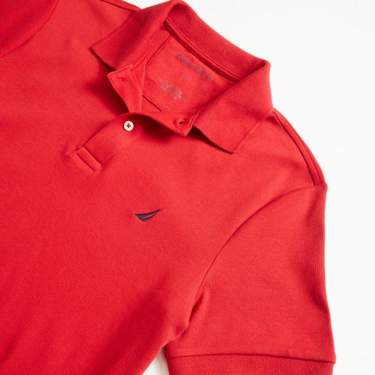 Men's Nautica Slim Fit Interlock Polo Shirts Red | l1TveVta