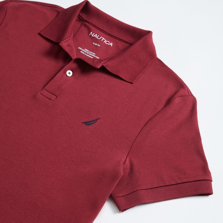 Men's Nautica Slim Fit Interlock Polo Shirts Red | vodluDVt