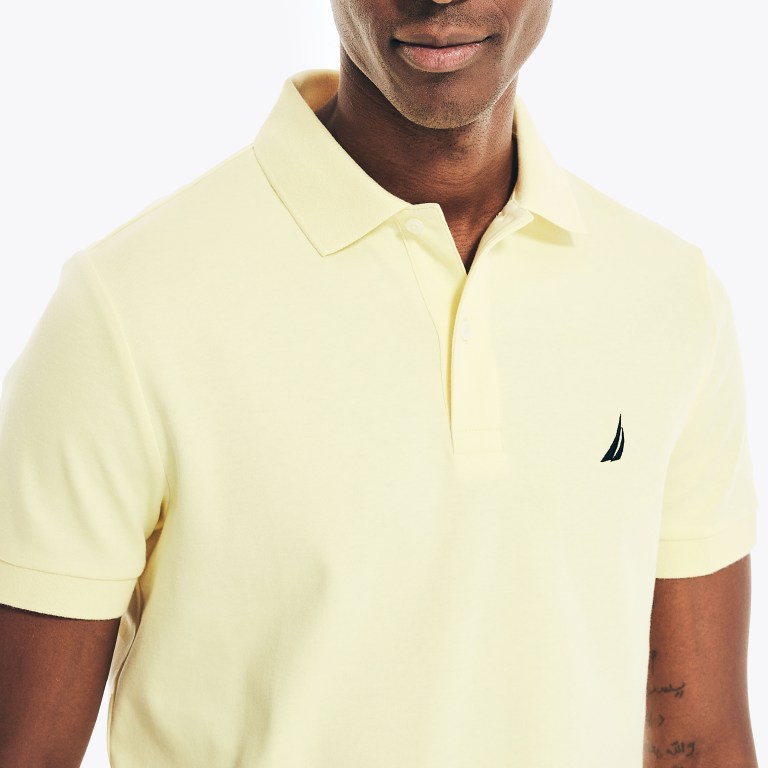 Men's Nautica Slim Fit Interlock Polo Shirts Light Gold | wmaRJcj9